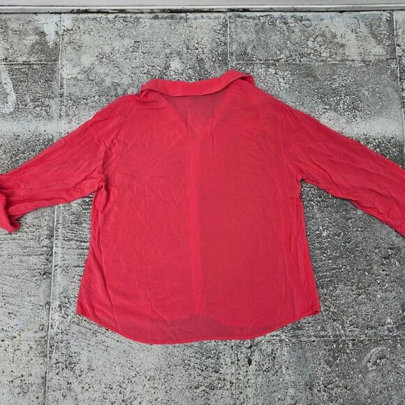 Daisy Fuentes Women Top Shirt Rose Pink Rayon Long Sleeve Blouse Size XL - Picture 2 of 12